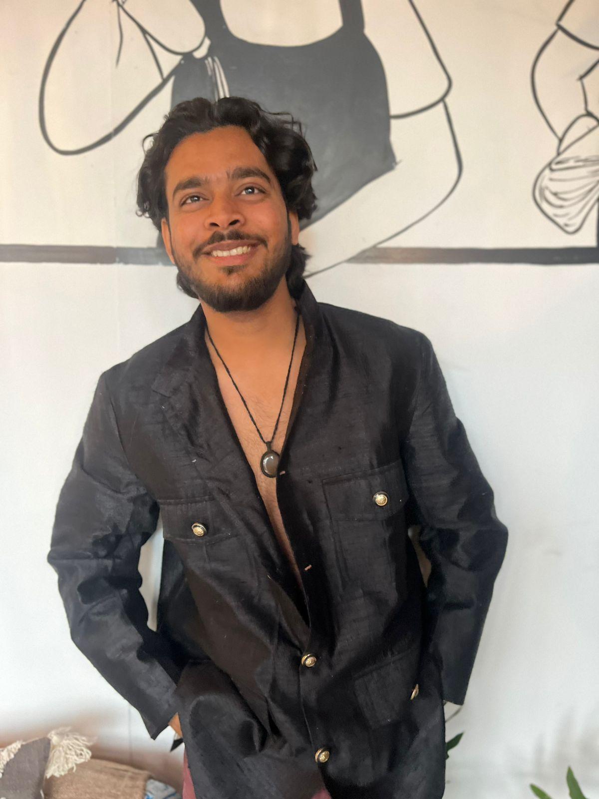 Royal Black Silk Jacket